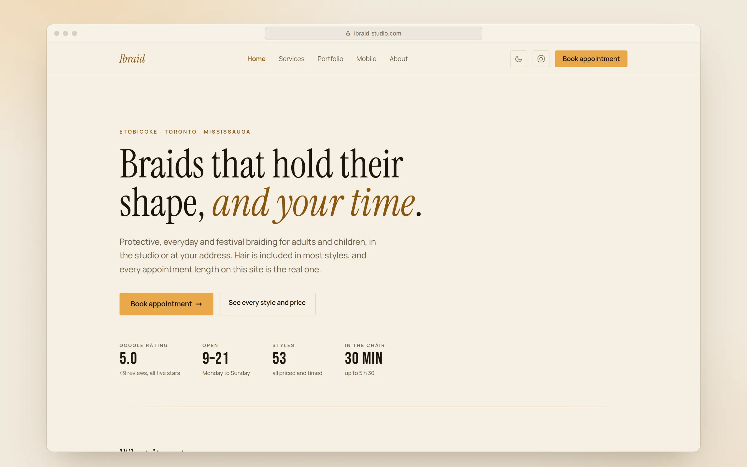 The website