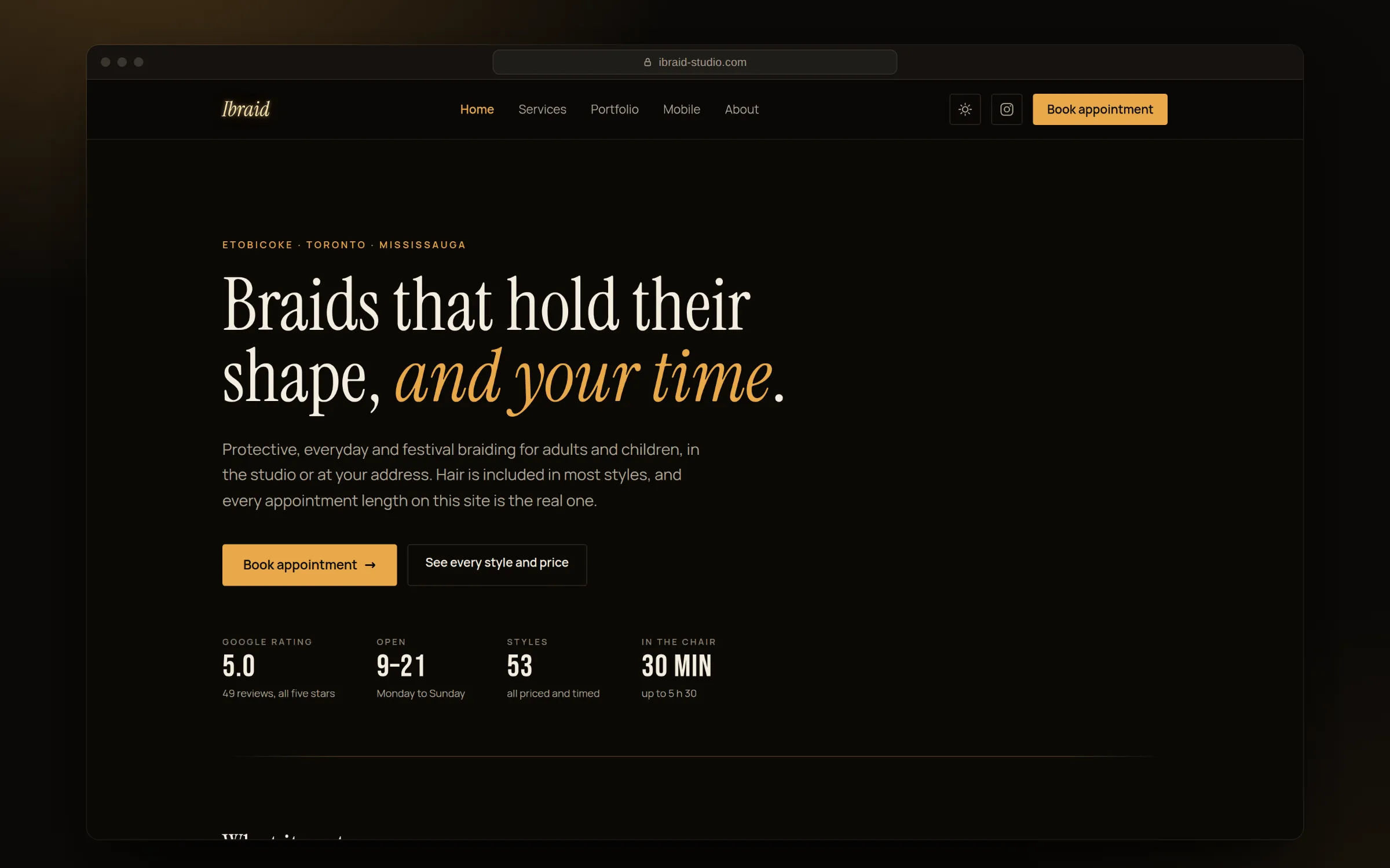 The website